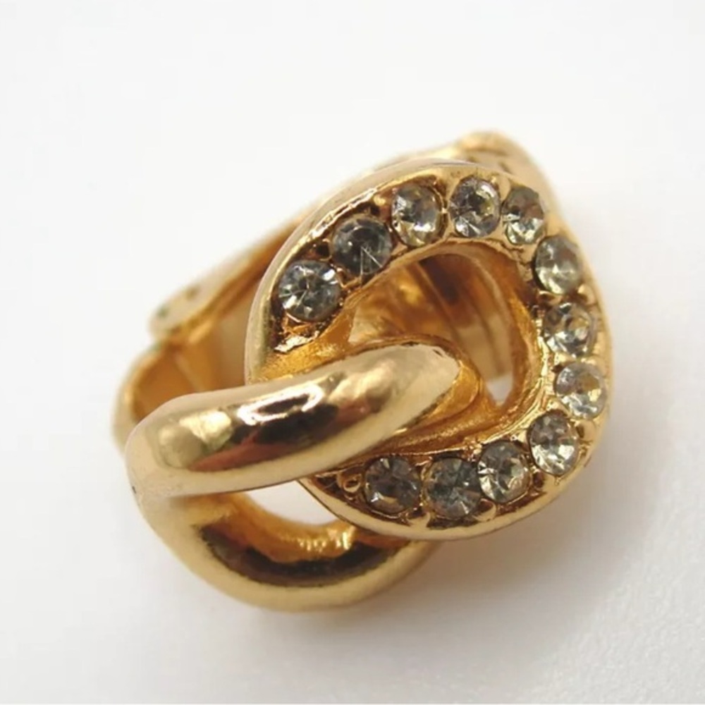CHRISTIAN DIOR EARRING RHINESTONE EMBEDDED EUC LIKE NEW